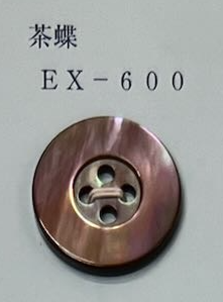 EX600 茶蝶 表穴4つ穴 貝ボタン トモイ