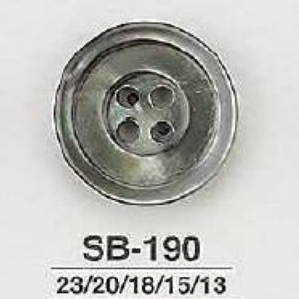 SB190 黒蝶貝製 表穴4つ穴ボタン