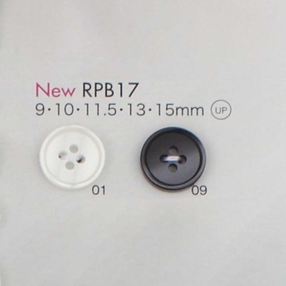 RPB17 日本製 再生PET樹脂ボタン 4つ穴 フチあり 大阪プラスチック工業(DAIYA BUTTON)