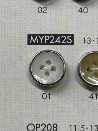 MYP242 上品 アンティークゴールド 4つ穴 ポリエステル ボタン 大阪プラスチック工業(DAIYA BUTTON) サブ画像